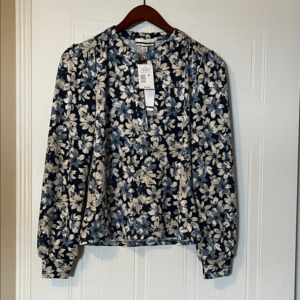 NEW Jules & Leopold Navy and Cream Floral Blouse